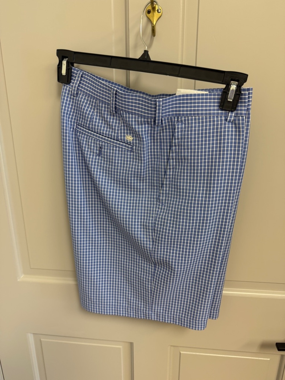 Peter Millar Blue Windowpane Flat-Front Shorts - Never Worn